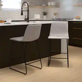 Emma + Oliver - Set of 2 Kitchen Counter Height Stool - 24 Inch LeatherSoft Barstool - Light Gray