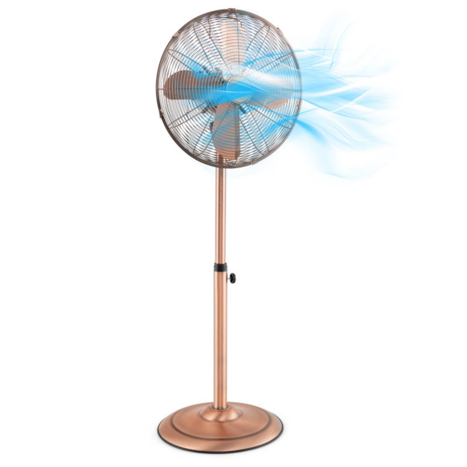 Alt View 4. LUCKY ONE - 16 Inch Freestanding Oscillating Pedestal Fan with 3 Speeds & Adjustable Height - Copper.