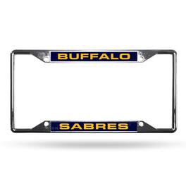 Rico Industries - Buffalo Sabres NHL All Corner EZ View Chrome Metal Laser Cut License Plate Frame - Multi