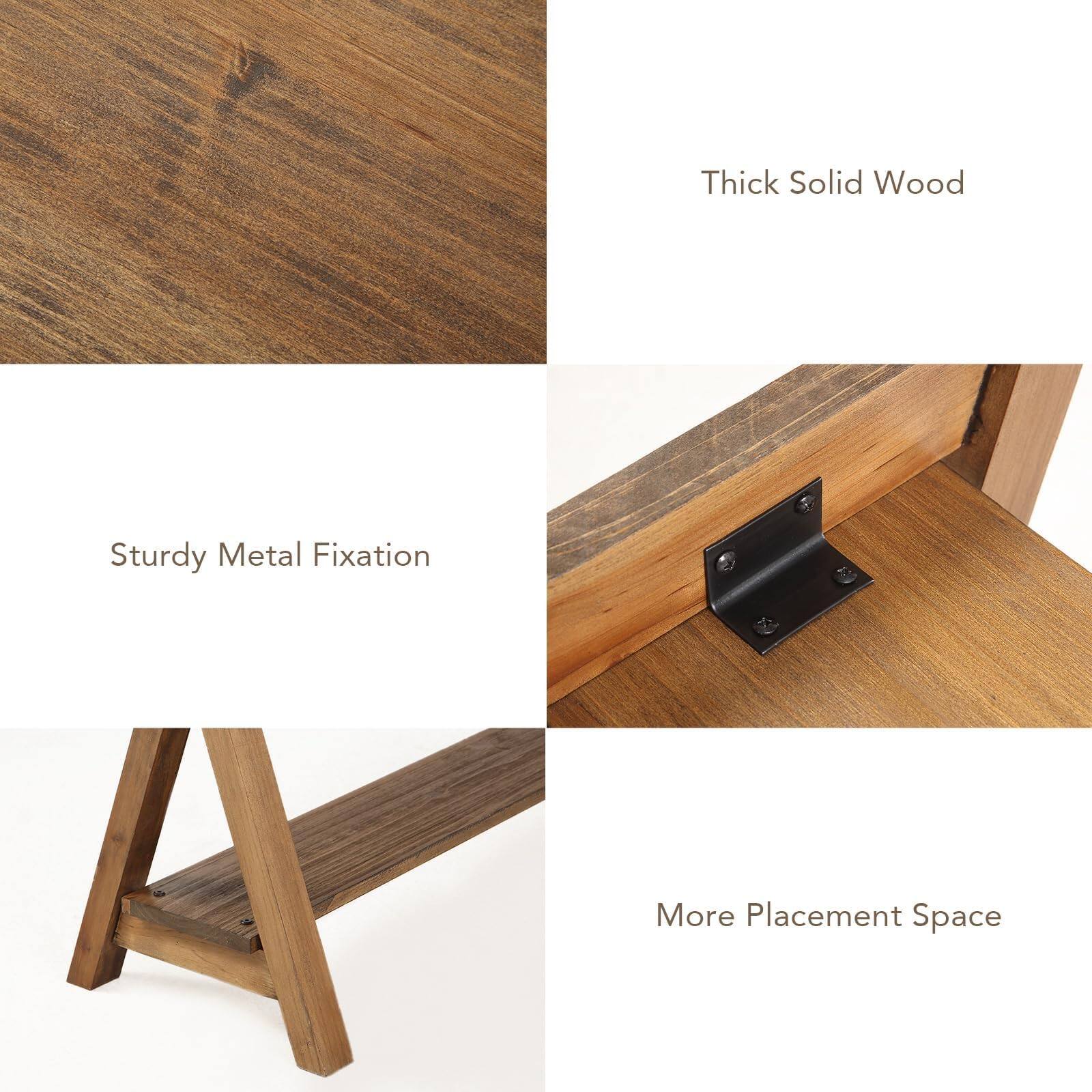 - Thick Solid Wood
- Sturdy Metal Fixation
- More Placement Space