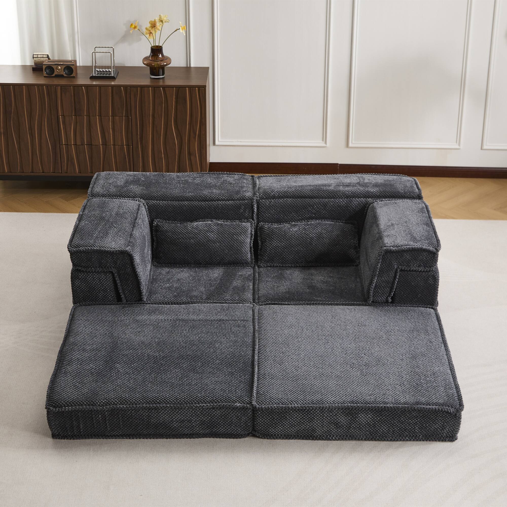 Alt View 9. Boyel Living - Compressed Memory Foam Loveseat Sofa Bed - Dark Grey.