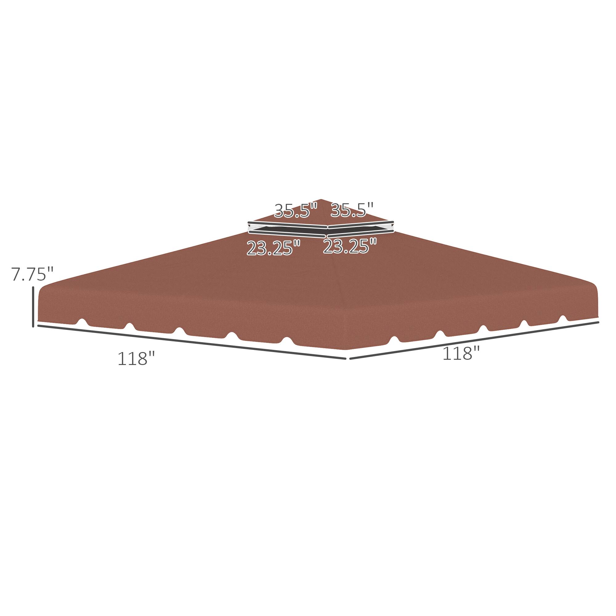 Outsunny 10' x 10' Gazebo Replacement Canopy, Gazebo Top