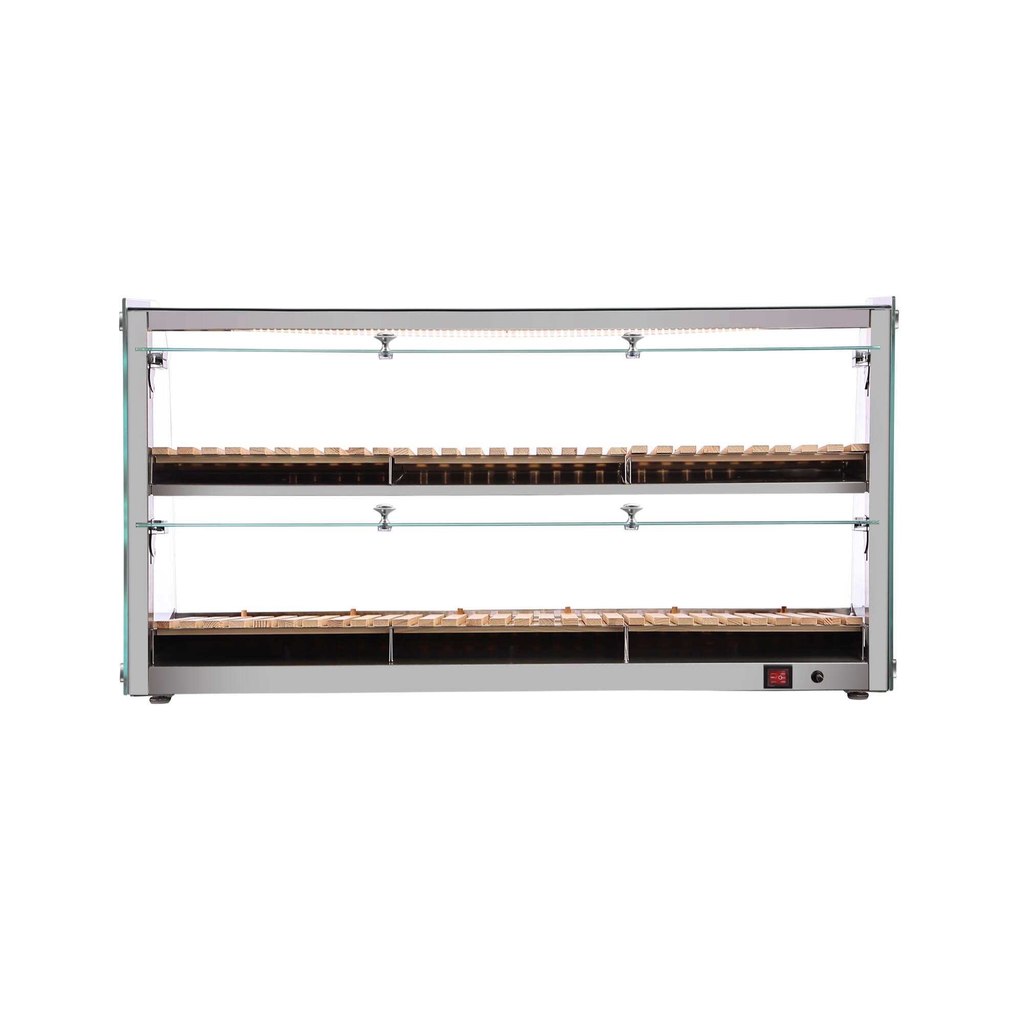 Back. Koolmore - 40 in. Glass Countertop Dry Bakery Display Case with Two Shelves and Bamboo Trays, 5.3 cu. ft. (DC-53C-B) - Silver.