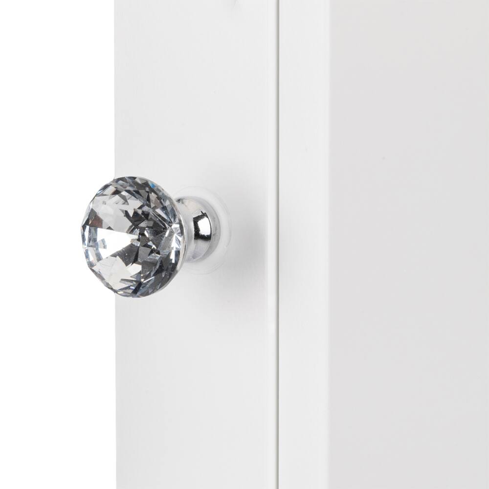 Angle. SlickBlue - Double Door Mirror Bathroom Storage Cabinet, Wall-Mounted Organizer for Home - White.