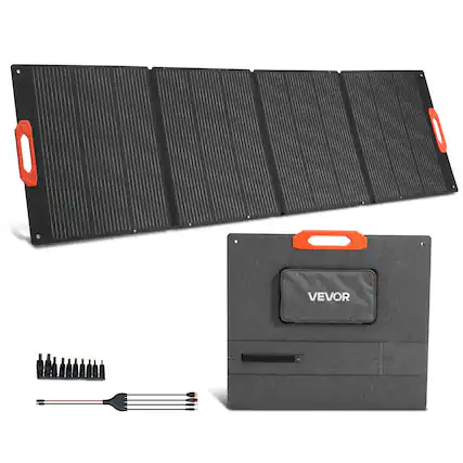 Front. VEVOR - 300W Foldable Monocrystalline Solar Panel, 23% High-Efficiency Portable Mono Solar Panel Charger with MC4 Output - Black.