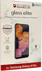 Designed for INVISIBLE SAMSUNG SHIELD glass elite Advanced Strength for Maximum Protection OUR STRONGEST GLASS SCREEN PROTECTION EVER 12:45 Fri July 12 + Extreme Shatter Protection Smudge-free with ClearPrint Technology D 1 SELLING SCREEN PROTECTION CASE-FRIENDLY COVERAGE Galaxy A10e for: Samsung
