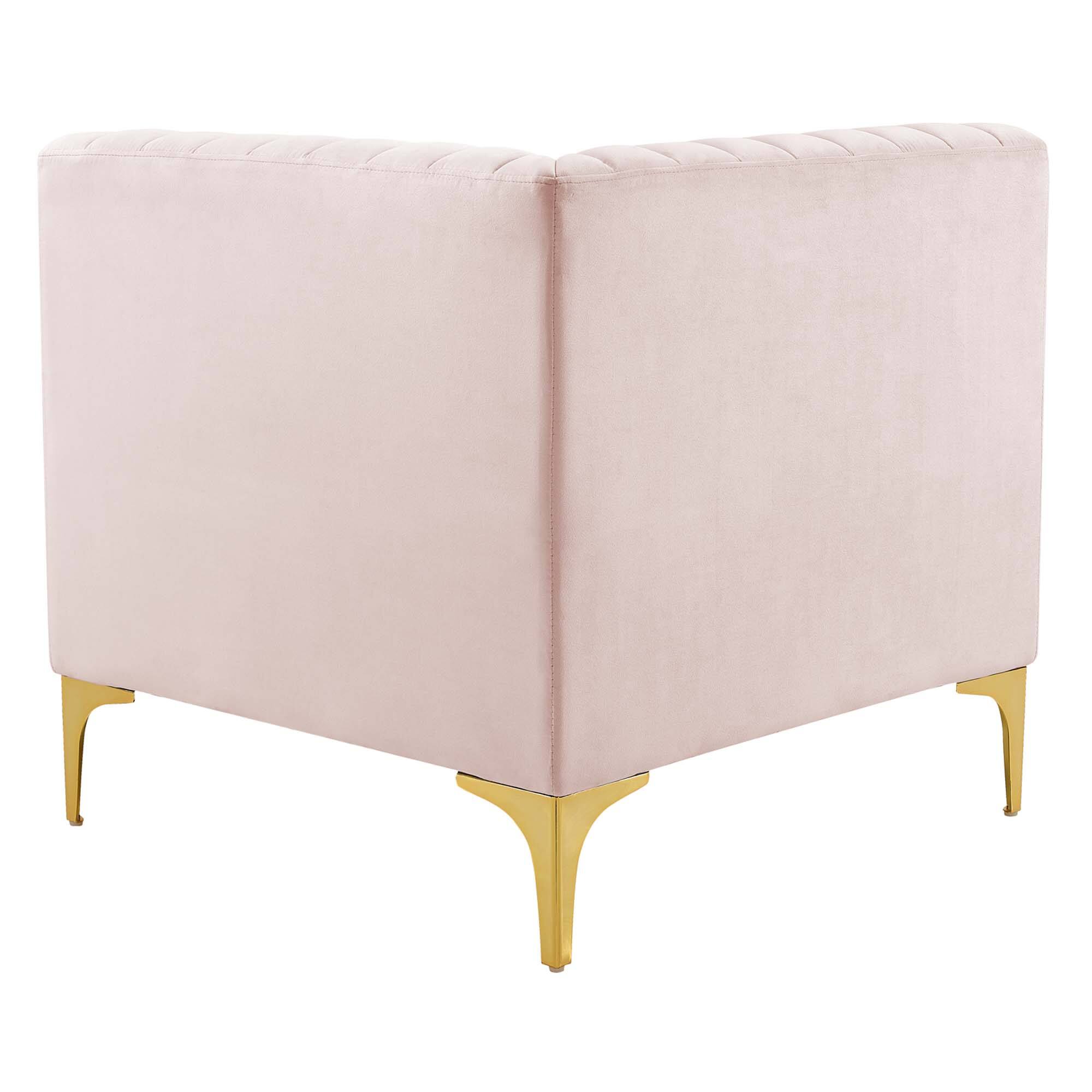 Back. Modway - Triumph Channel Tufted Performance Velvet Sectional Sofa Corner Chair by Modway - Pink.