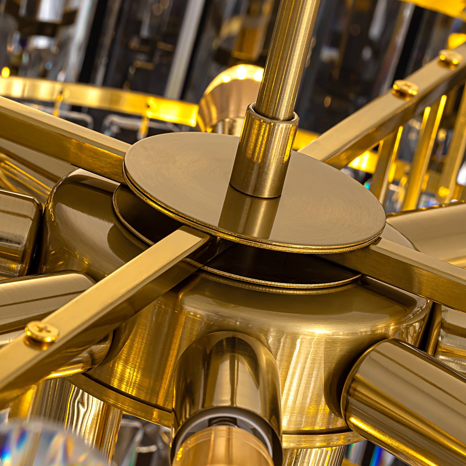 Alt View 2. Siljoy - 24-inch Gold K9 Crystal Chandelier Modern Ceiling Light for Living Room Kitchen Island, Dimmable E12 Base - Gold.