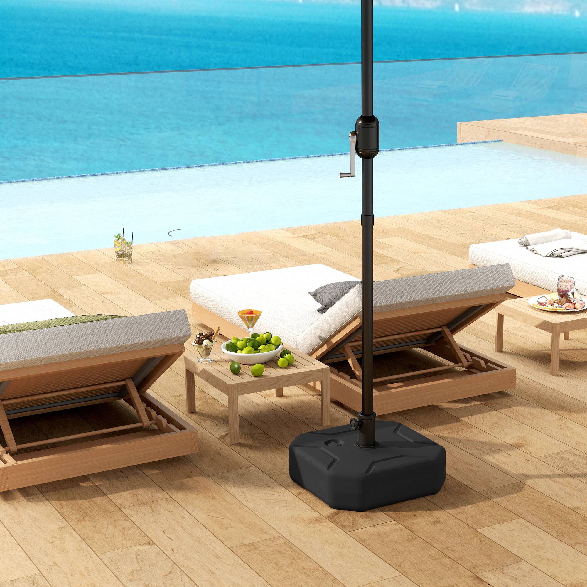 Alt View 7. Outsunny - Square Patio Umbrella Base Holder, Outdoor Umbrella Stand - Black.