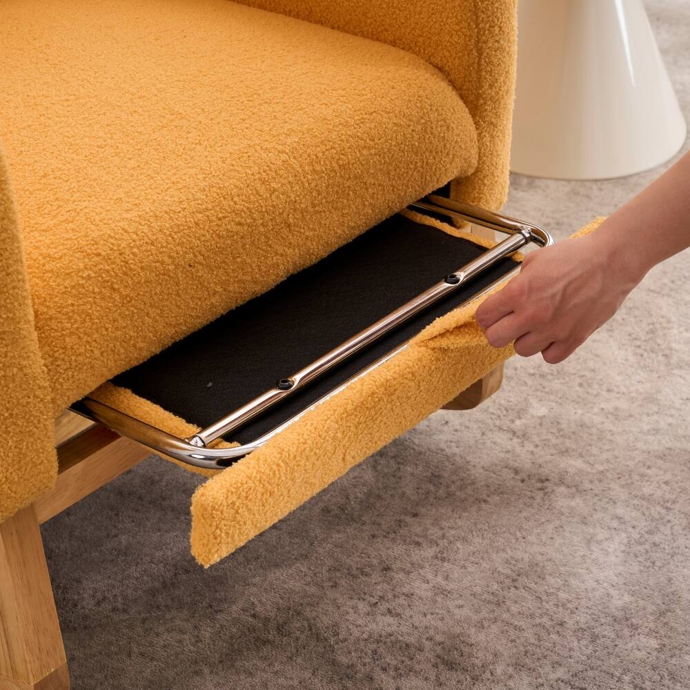 Back. Loheer - Loheer Yellow Rocking Chair with Footrest High Back Upholstered Nursery Rocker Rubber Wood Base - Yellow.