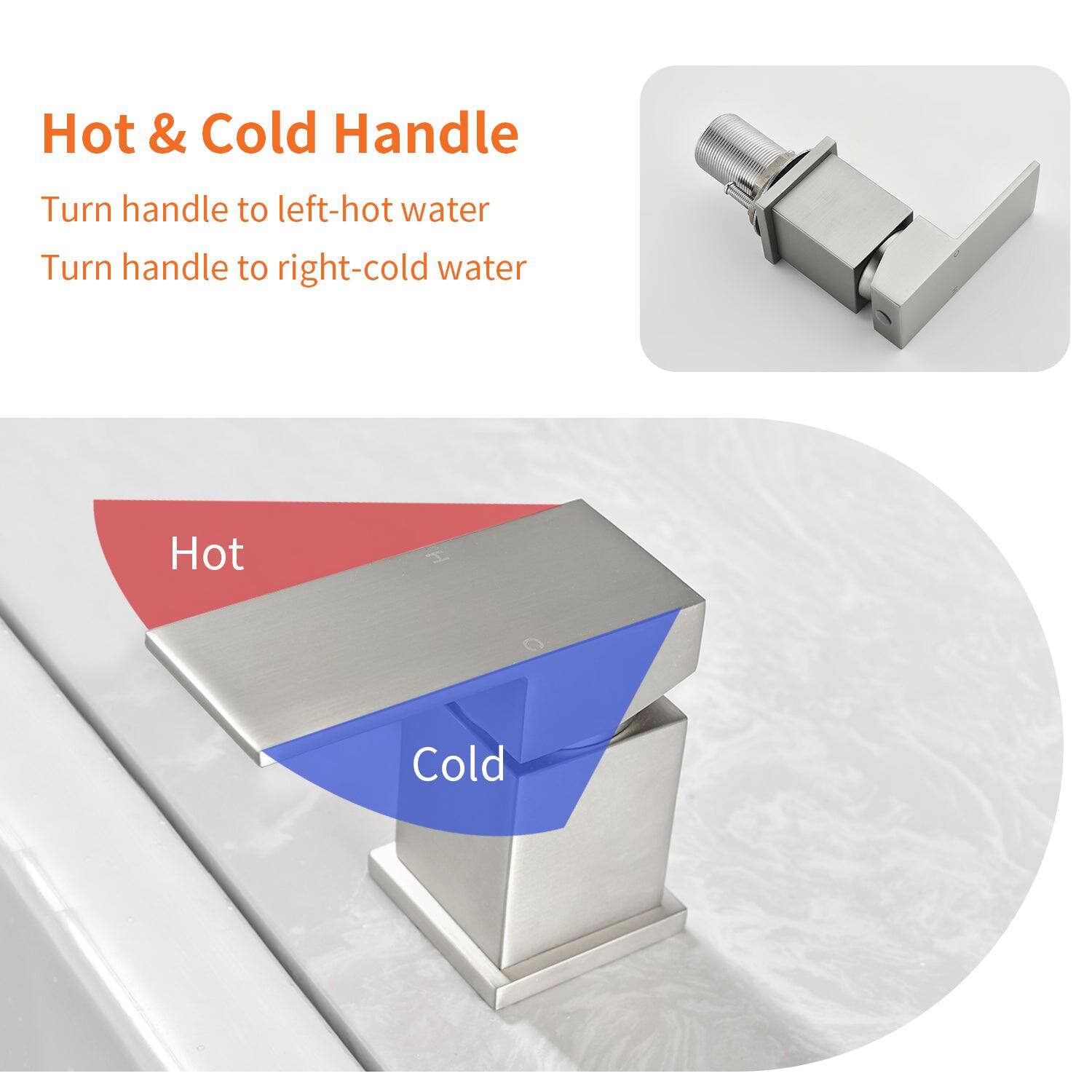 Hot & Cold Handle

Turn handle to left - hot water  
Turn handle to right - cold water

Hot  
Cold