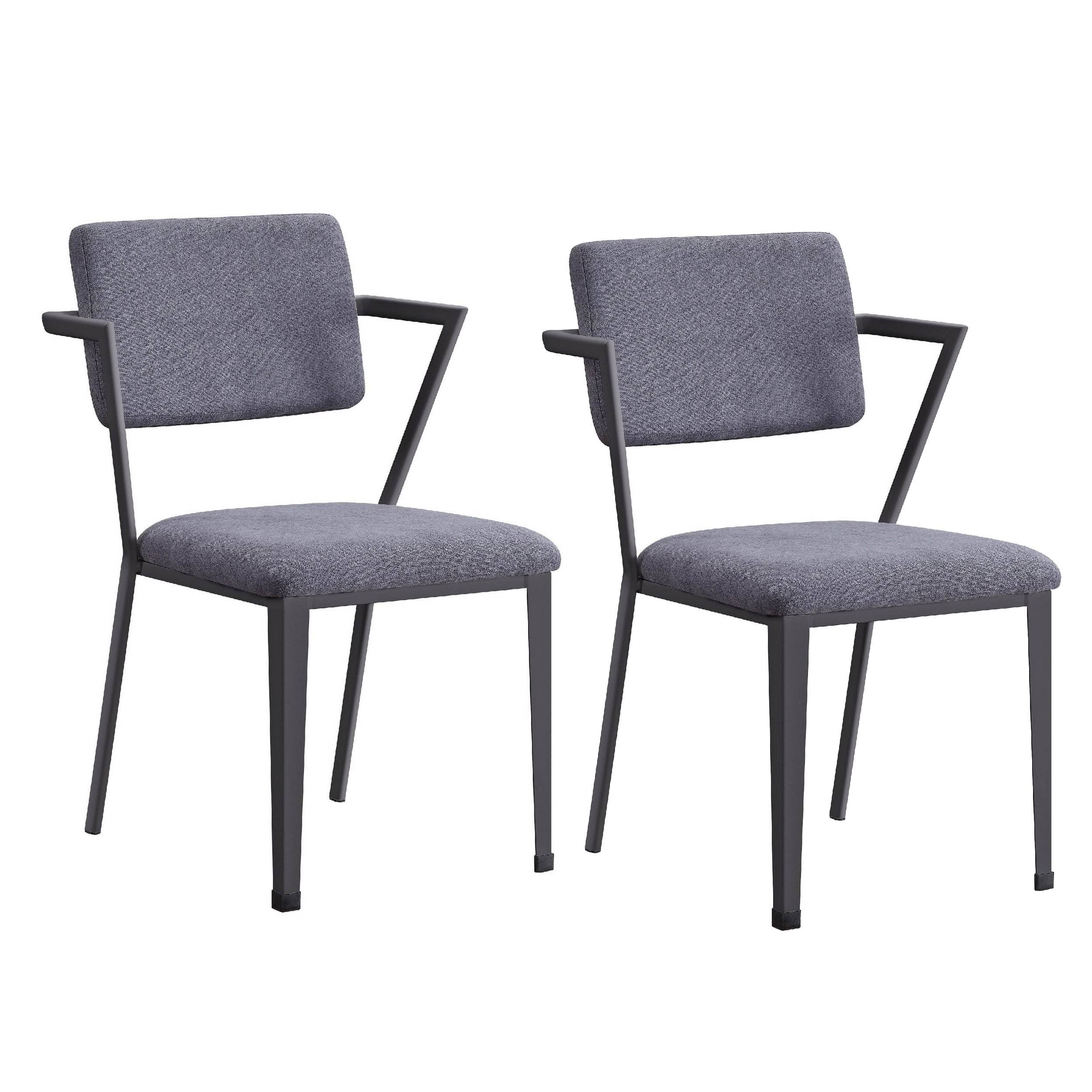 Manhattan Lane - Fabric Upholstered Metal Dining Chair, Set of 2 - Gray