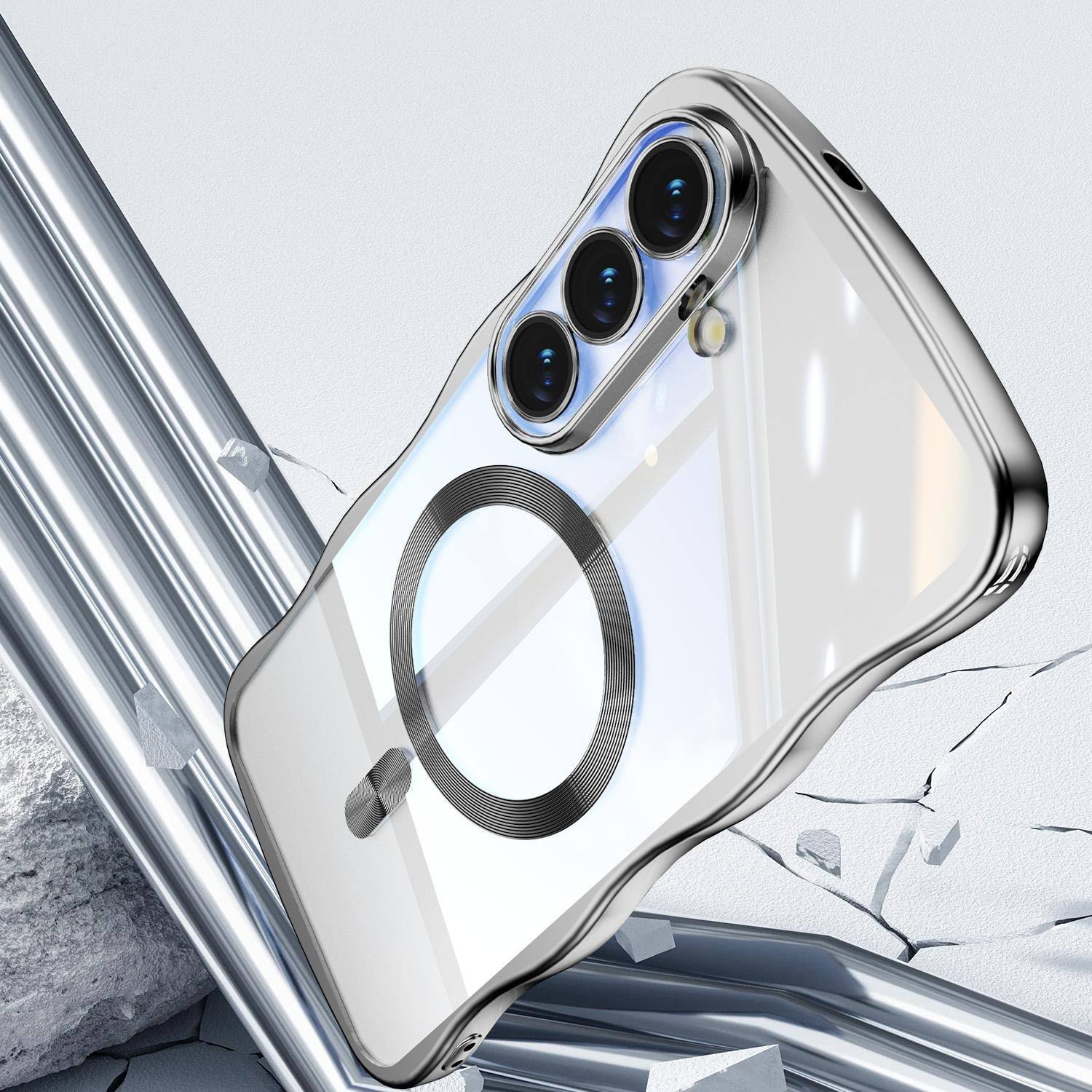 Alt View 2. UUCOVER - For Samsung Galaxy S26 Magnetic Case Built-in Lens Cover, Compatible with MagSafe Shockproof Drop Protection Slim Cover - Silver.