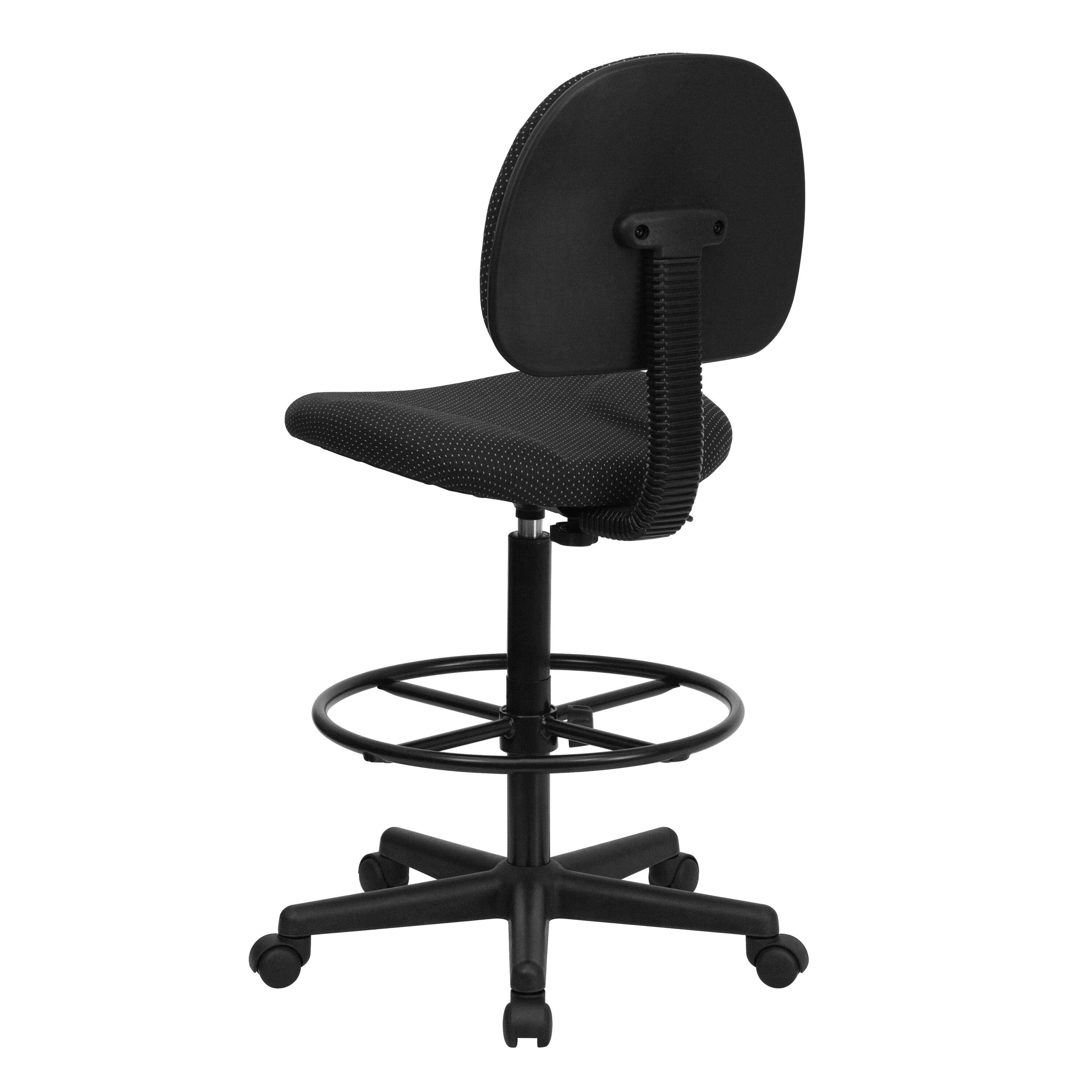 Alt View 5. Emma + Oliver - Adjustable Height Drafting Chair with Adjustable Foot Ring - Black Patterned.