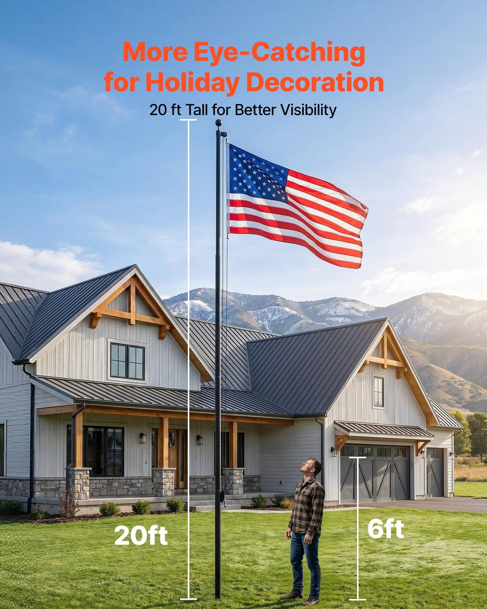 More Eye-Catching for Holiday Decoration  
20 ft Tall for Better Visibility  
20ft  
6ft