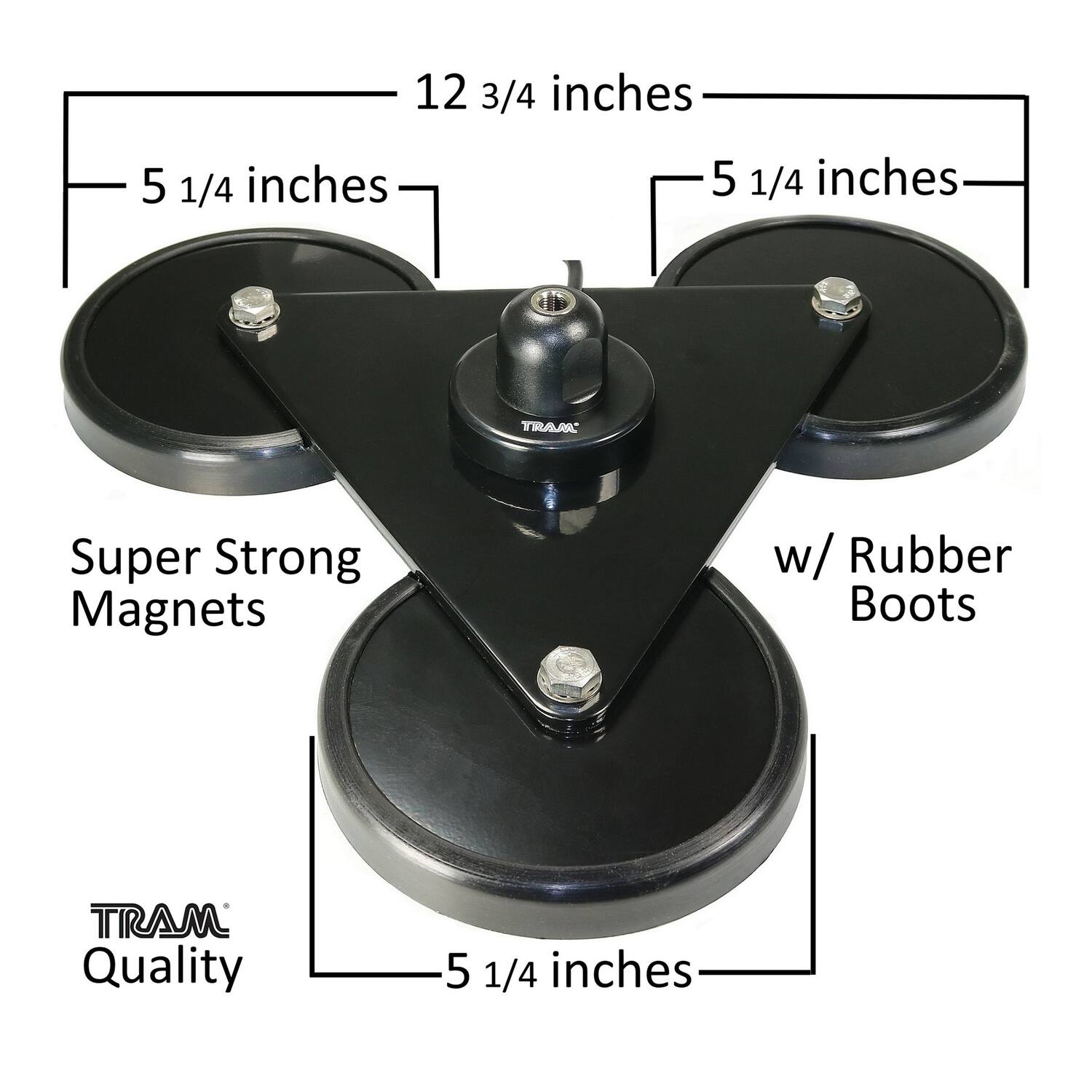 Tram - 269 5-inch Tri-magnet Cb Antenna Mount With Rubber Boots And 18-foot Rg58a/u Coaxial Cable - Black
