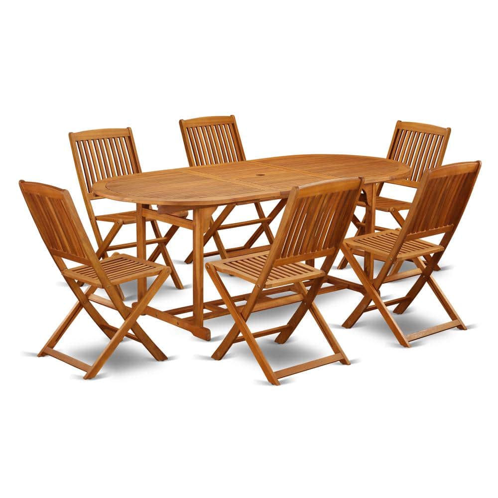 East West Furniture - Wooden Patio Set Natural Oil - Brown