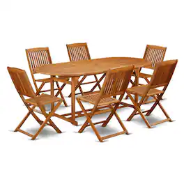 East West Furniture - Wooden Patio Set Natural Oil - Brown