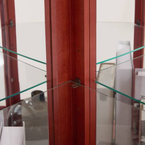 Back. LUCKY ONE - Freestanding Corner Curio Cabinet with Tempered Glass Shelves LED Light Display for Collectibles - Cherry.