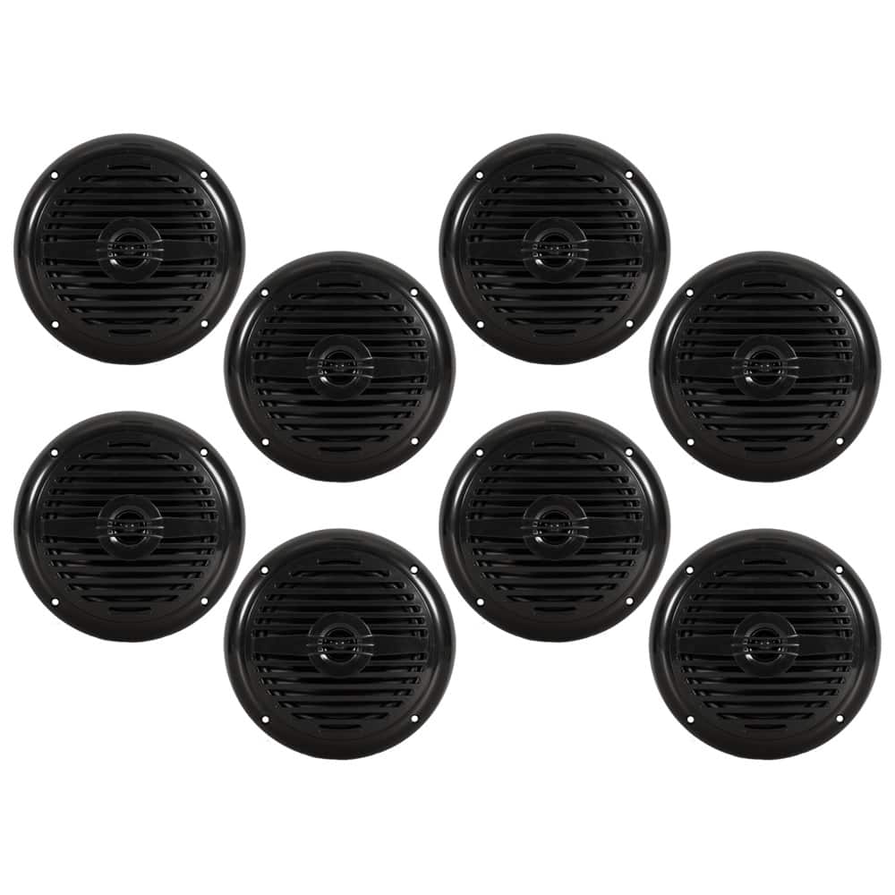 Acoustic Audio by Goldwood - MRN65B Waterproof Flush Mount Marine 6.5" Speakers Passive 4 Pair Pack - Black