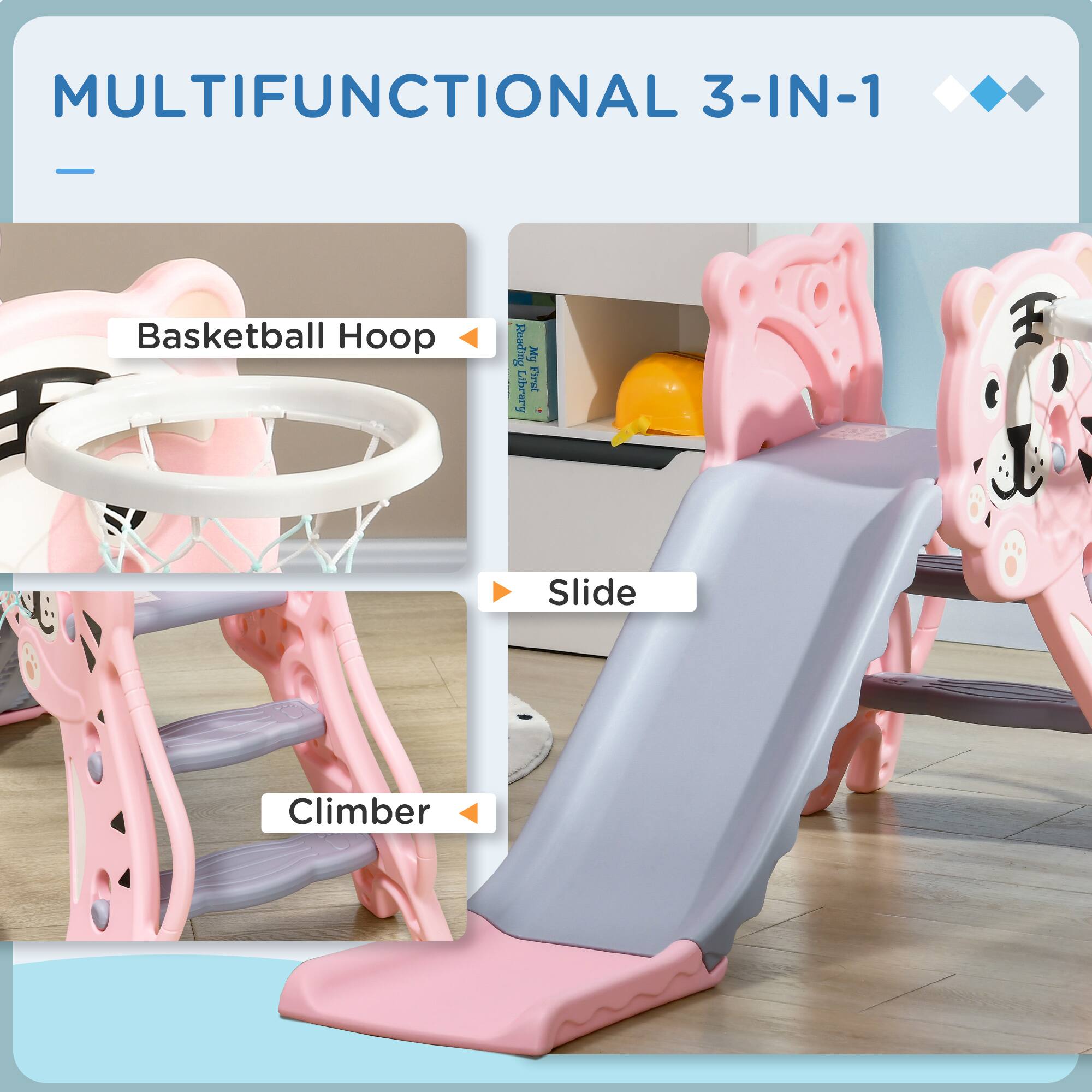 MULTIFUNCTIONAL 3-IN-1

Basketball Hoop

Slide

Climber