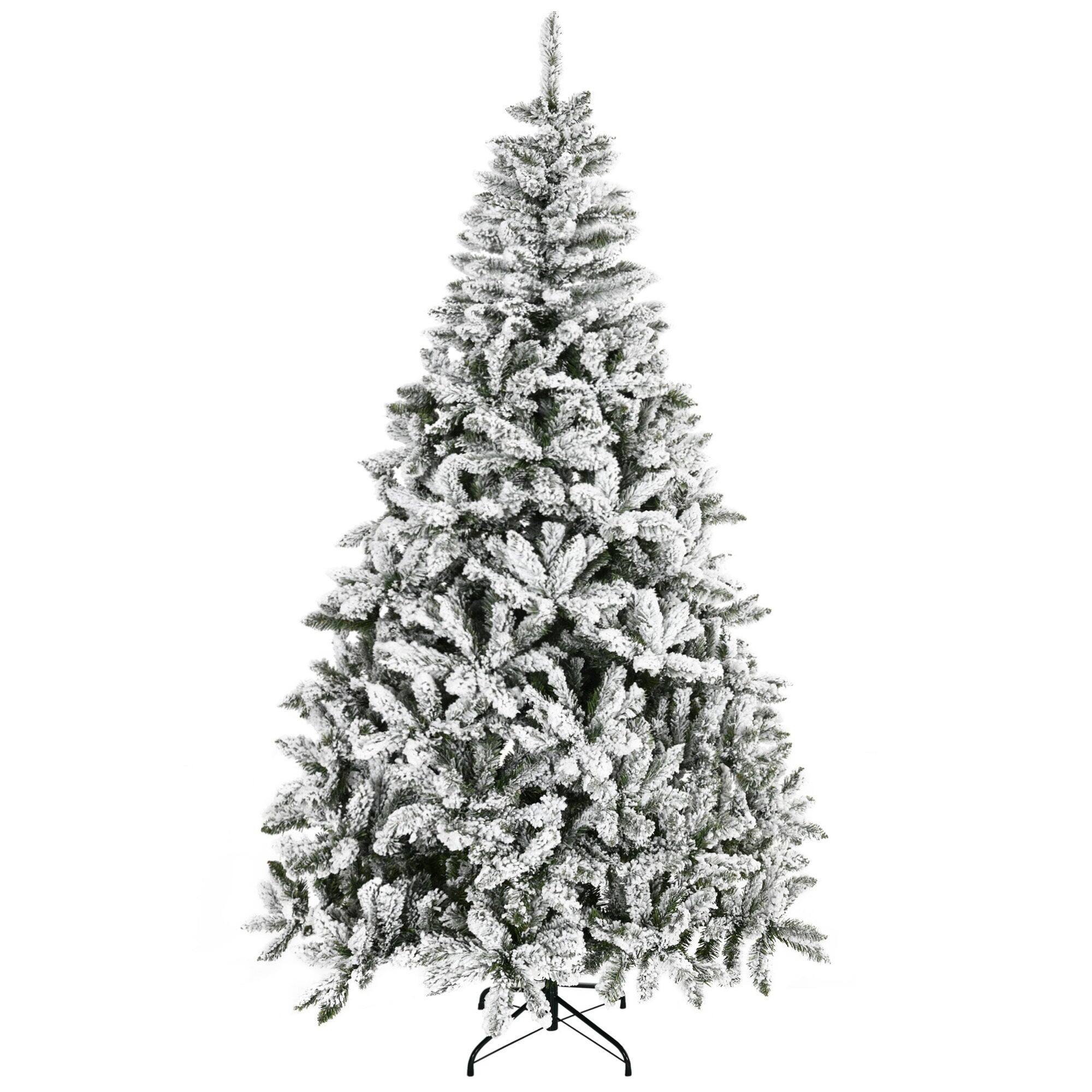 Alt View 6. Hivvago - 7.5 ft Tall Unlit Snow Flocked Pine Artificial Christmas Tree with Realistic Branches - Green.