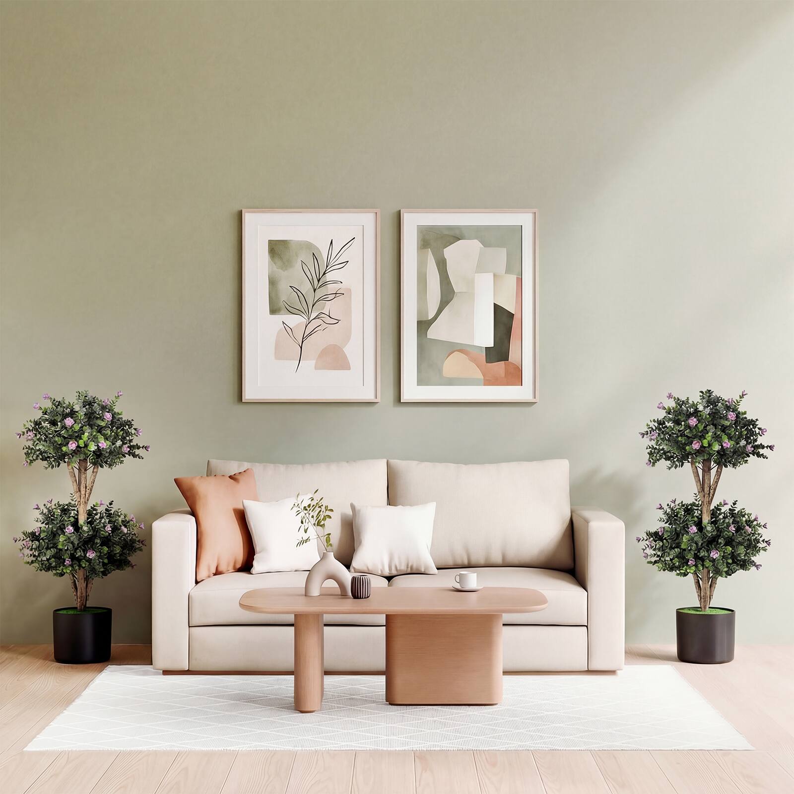 Alt View 4. Costway - Costway 2 Pack 36" Artificial Double Ball Boxwood Topiary Tree with 41 Blossoms Plastic Pot - Green & Black & Purple.