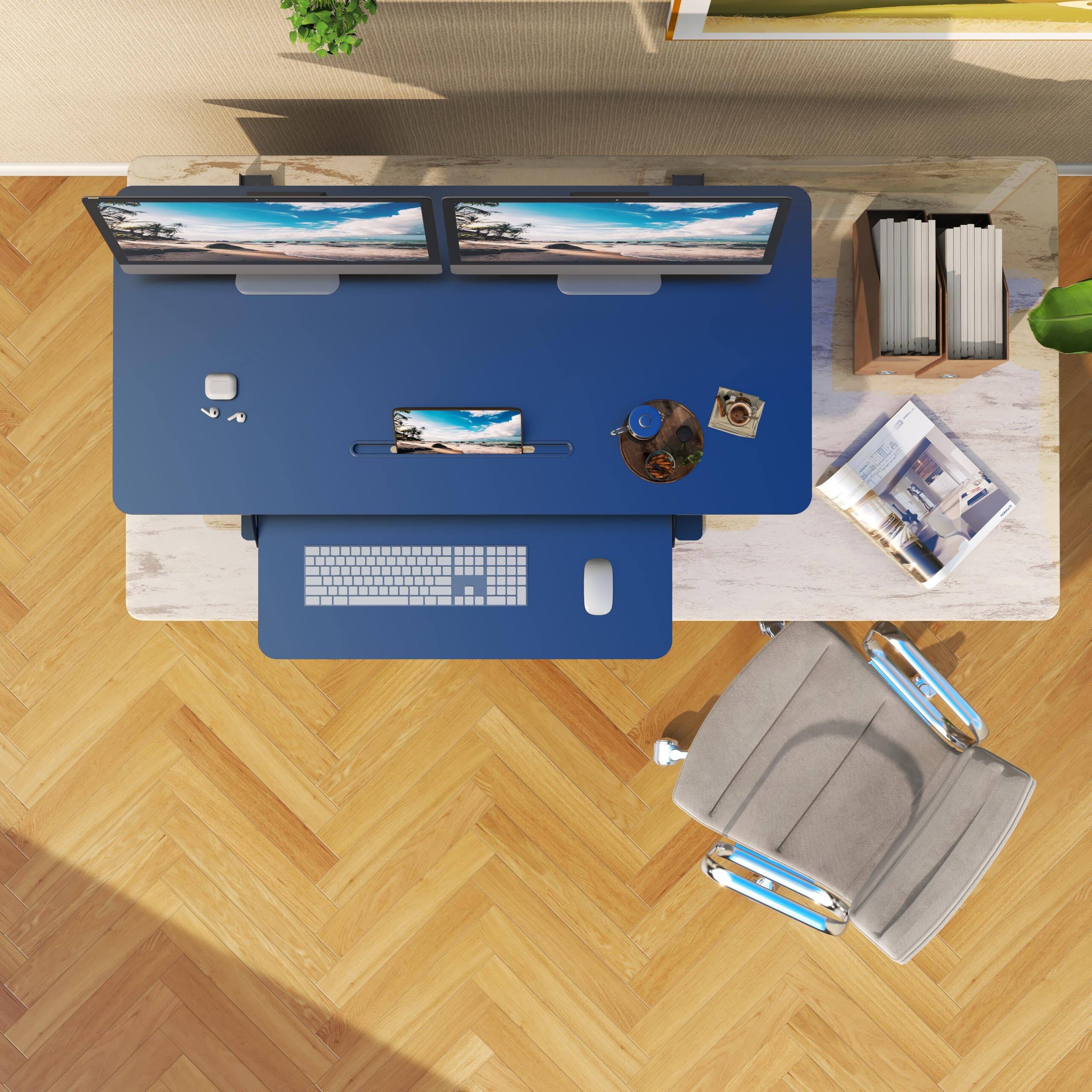 Alt View 5. Hirose Alice - nch Stand Up Desk Converter, Height Adjustable Sit Stand Desk Riser, 42PB - Default.