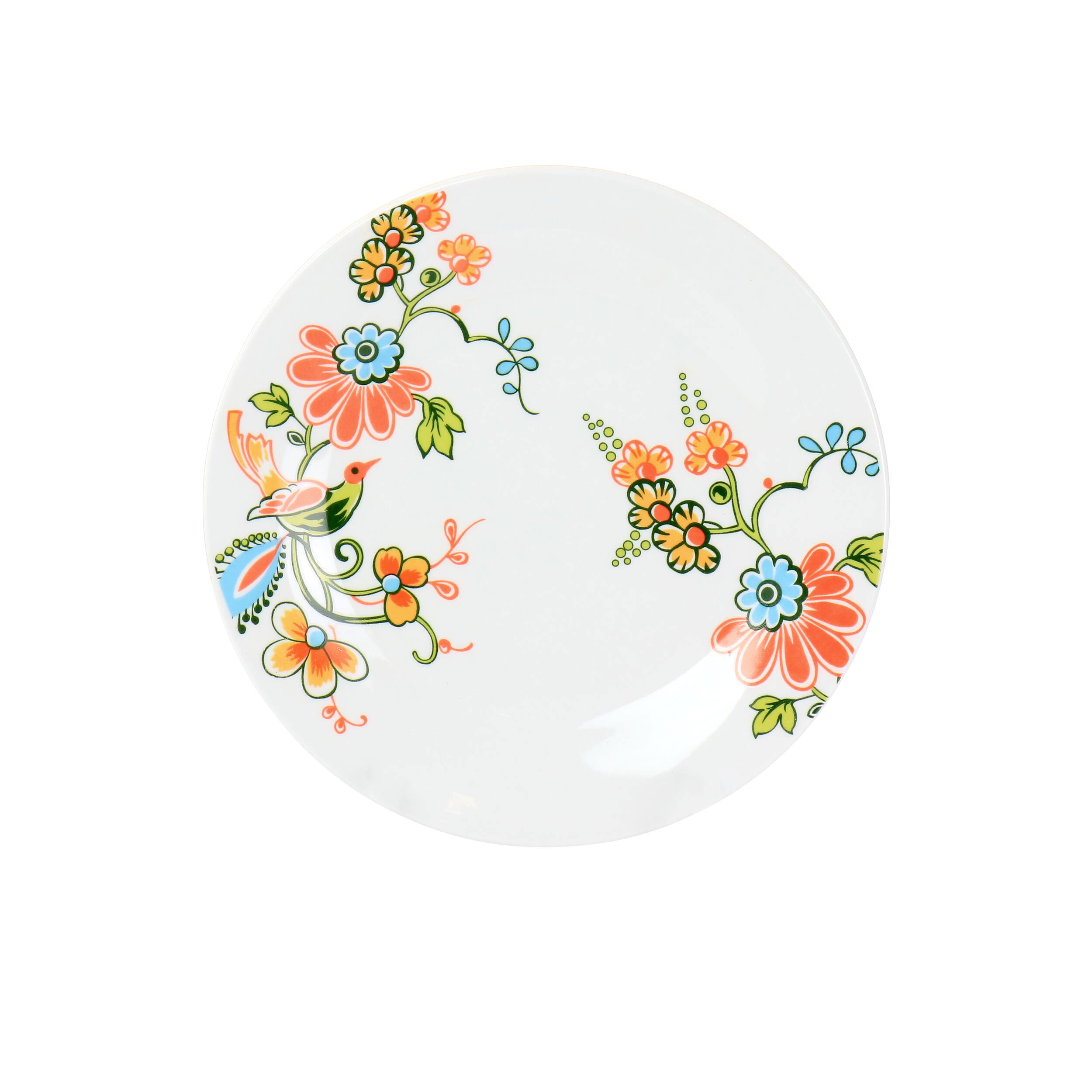Alt View 3. Elama - Elama Spring Bloom 16 Piece Round Porcelain Dinnerware Set - White and Multi.