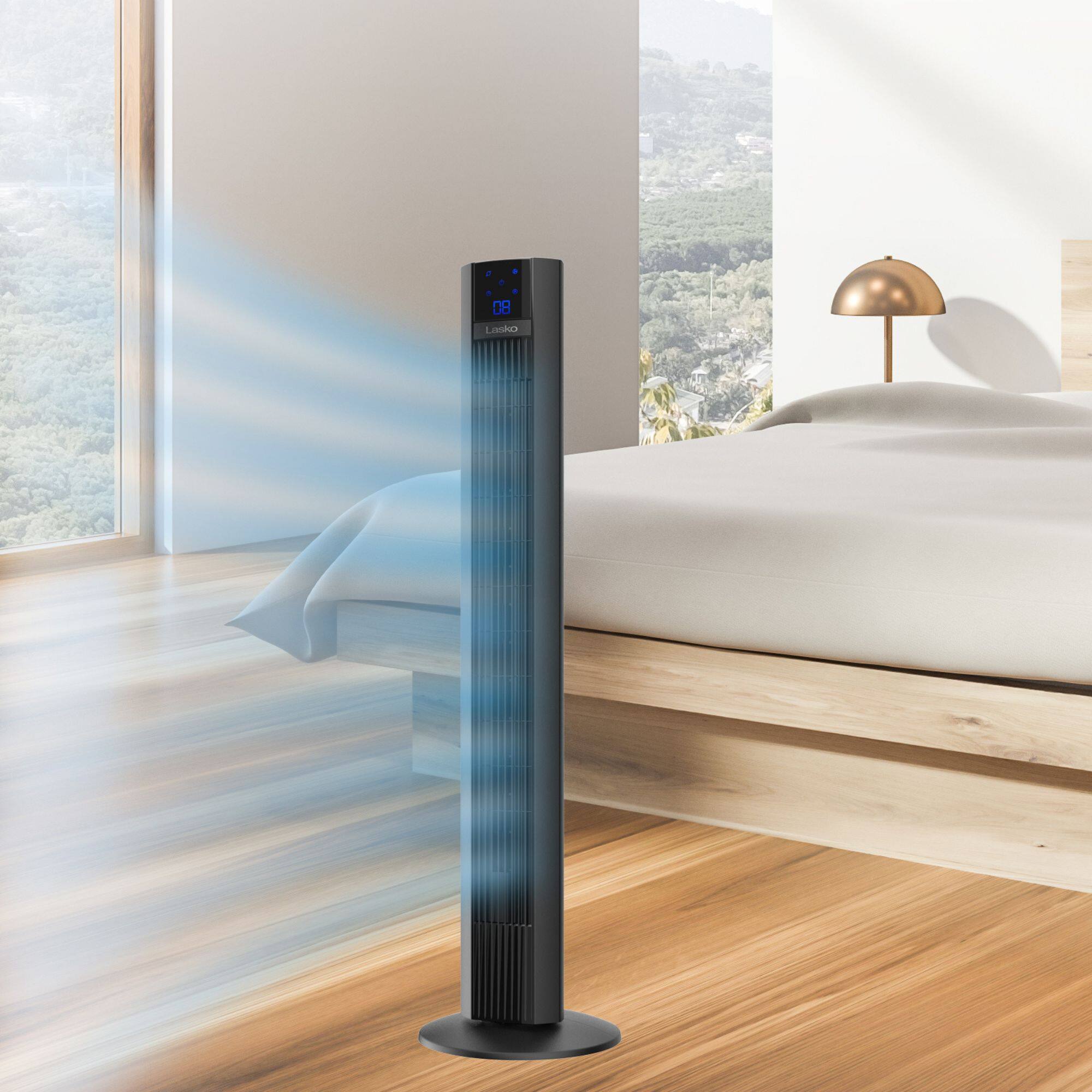 Alt View 2. Lasko - Lasko Xtra Air 48 Inch Extended Airflow Oscillating Digital Tower Fan, 4 Speeds - Black.