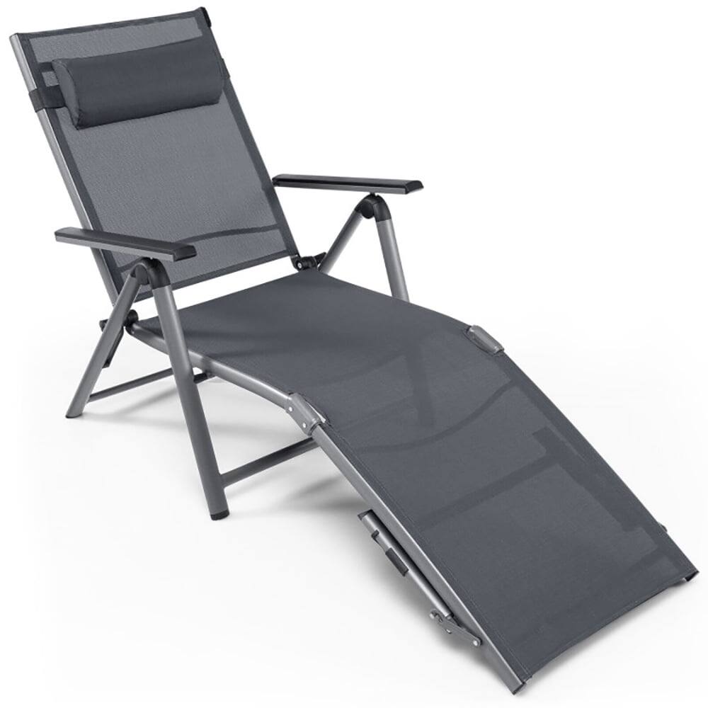 Left. Kadyn - Outdoor Chaise Lounge Chair, Outdoor Aluminum Chaise Lounge Chair with Quick-Drying Fabric - Gray.