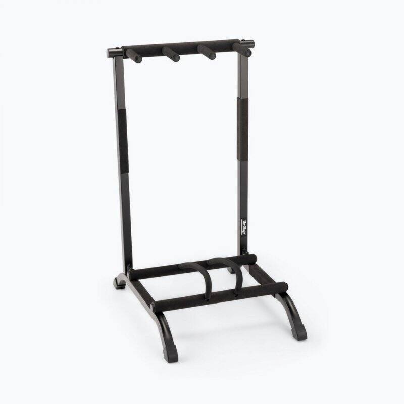 Front. On Stage Stands - On-Stage GS7361 Three-Space Foldable Multi-Guitar Rack (Storage and Display for 3 Acoustic, Electric, and Bass Guitars, - Black.