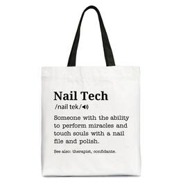 OrnamentallyYou - Nail Tech Definition Canvas Tote Bag, Funny Gift Shopper for Nail Hustler - White Black