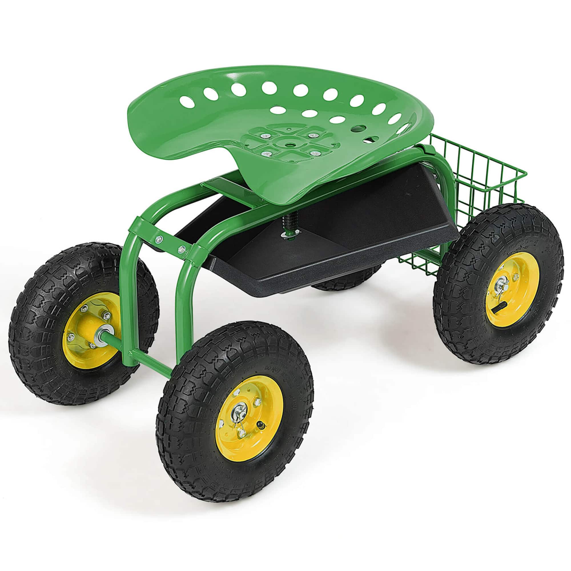Costway - Rolling Tray Gardening Planting with Work Seat Garden Cart - Green