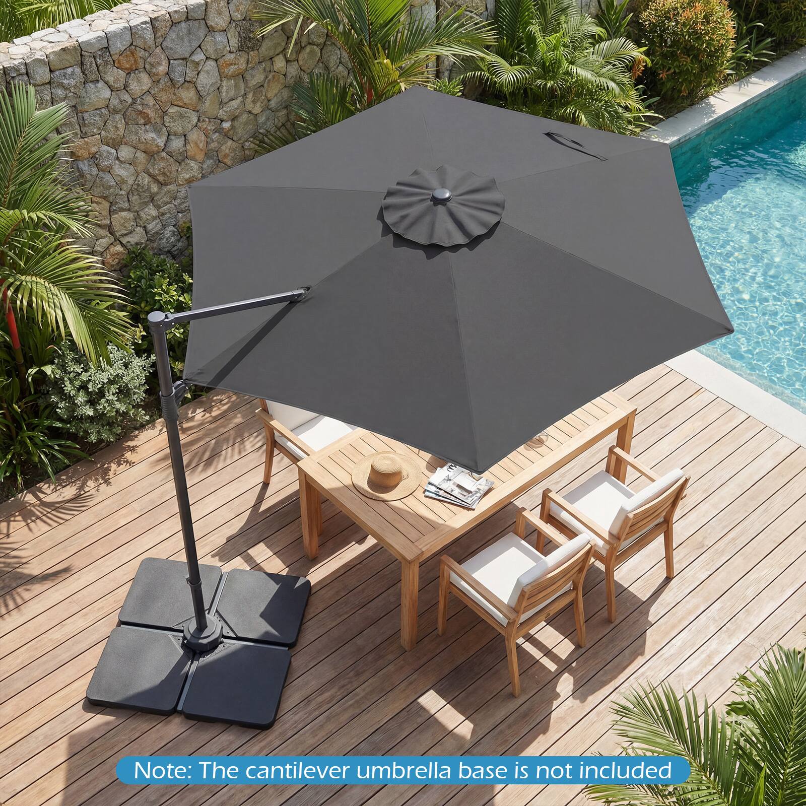 Note: The cantilever umbrella base is not included