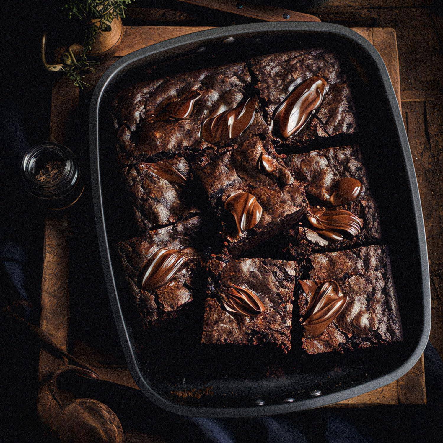 Alt View 3. PARKER SLATER - Roasting Pan 15-inch Non-stick Turkey Roaster Lasagna With V Rack - Rectangular Deep Dish Chicken Roaster-bbq For 14.....