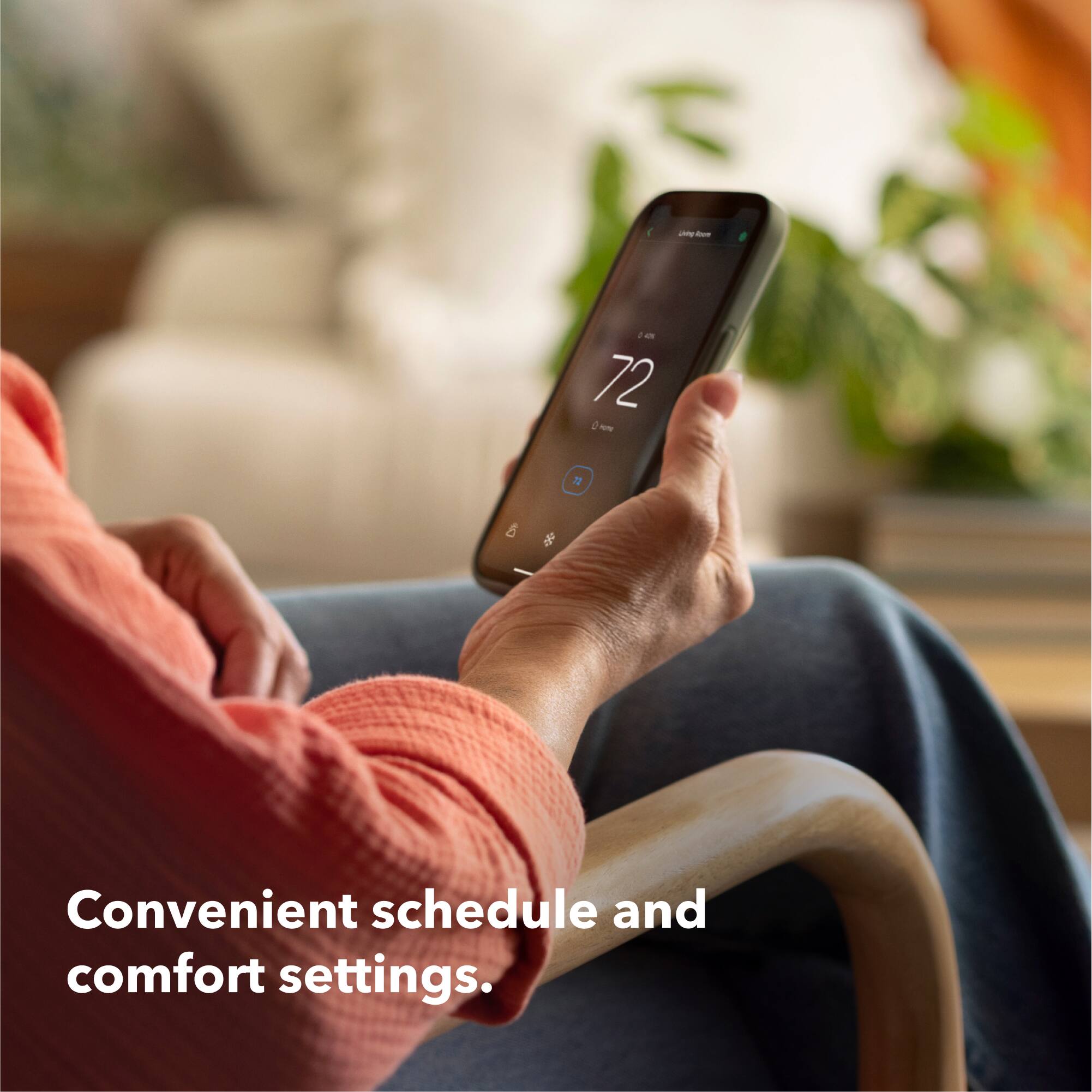 soom  
- 72° HOME  
72  
B  

Convenient schedule and comfort settings.