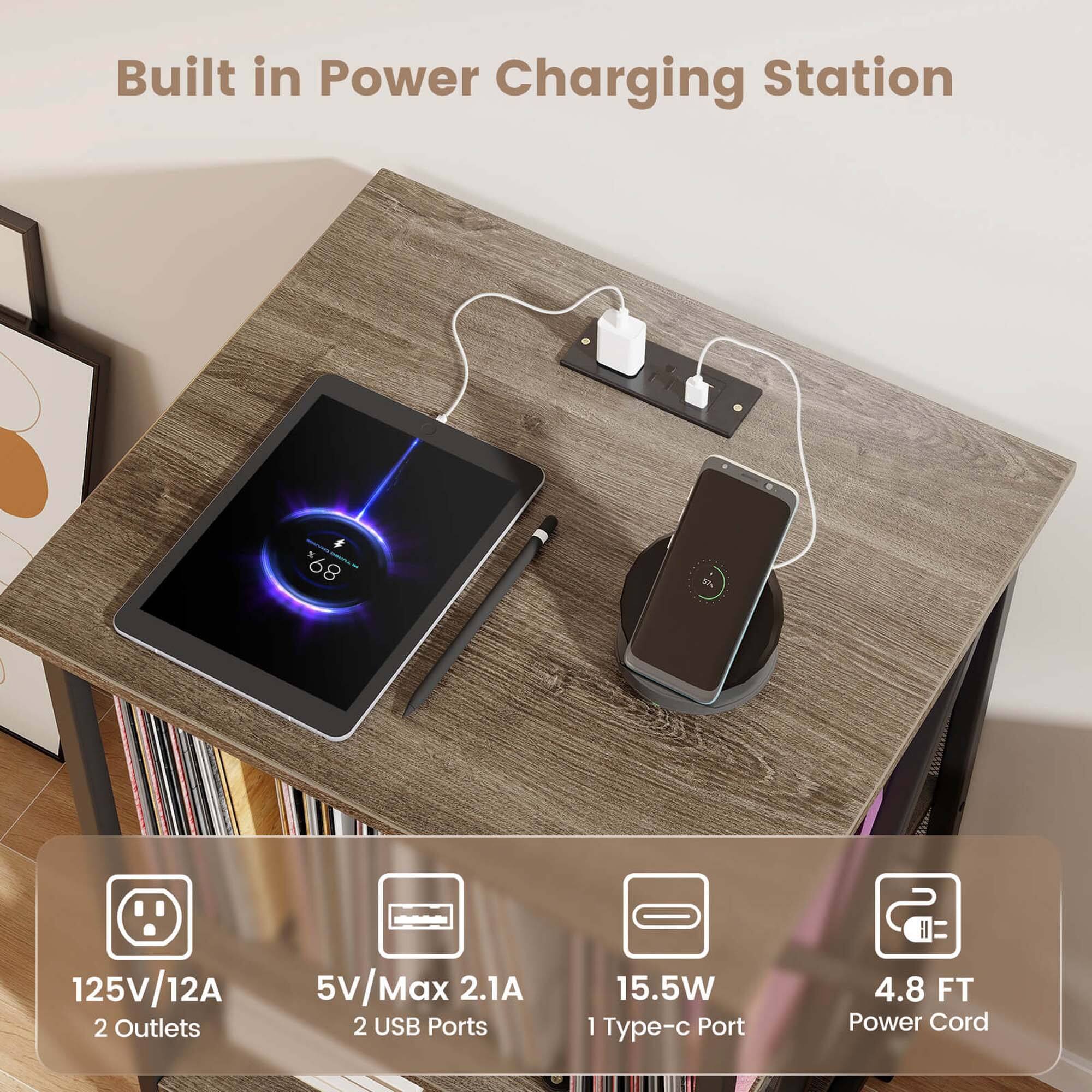 Built in Power Charging Station

- 125V/12A
- 2 Outlets
- 5V/Max 2.1A
- 2 USB Ports
- 15.5W
- 1 Type-c Port
- 4.8 FT Power Cord