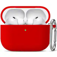 Front. Entronix - Entronix Case Compatible with AirPods Pro 3rd Gen - Soft-Touch Liquid Silicone - Red.