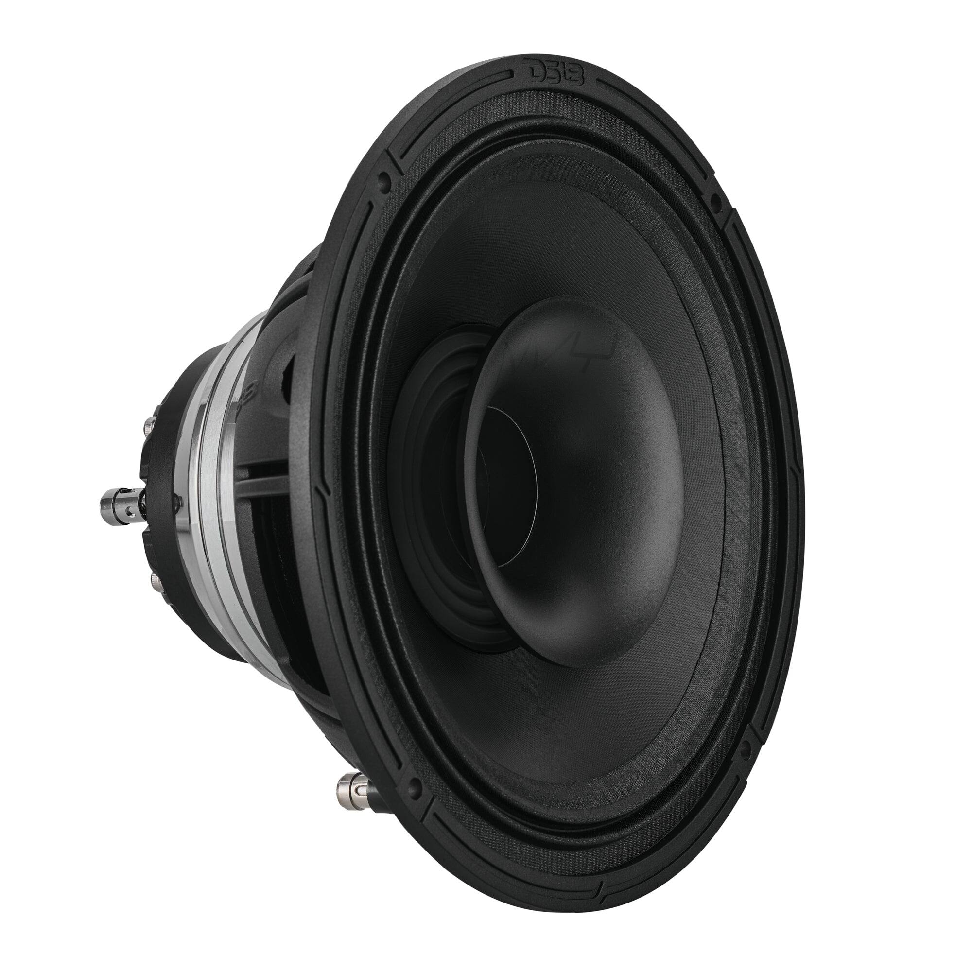 Angle. DS18 Audio - 8" Hybrid Coaxial Speaker With Water Resistant Glass Fiber Cone and Compression Driver | 250W RMS 4-Ohm - Black.