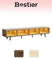 Alt View 7. Bestier - 70" LED TV Stand Mid-Century Modern Gaming Entertainment Center with Sliding Glass Door - Natural Wood.