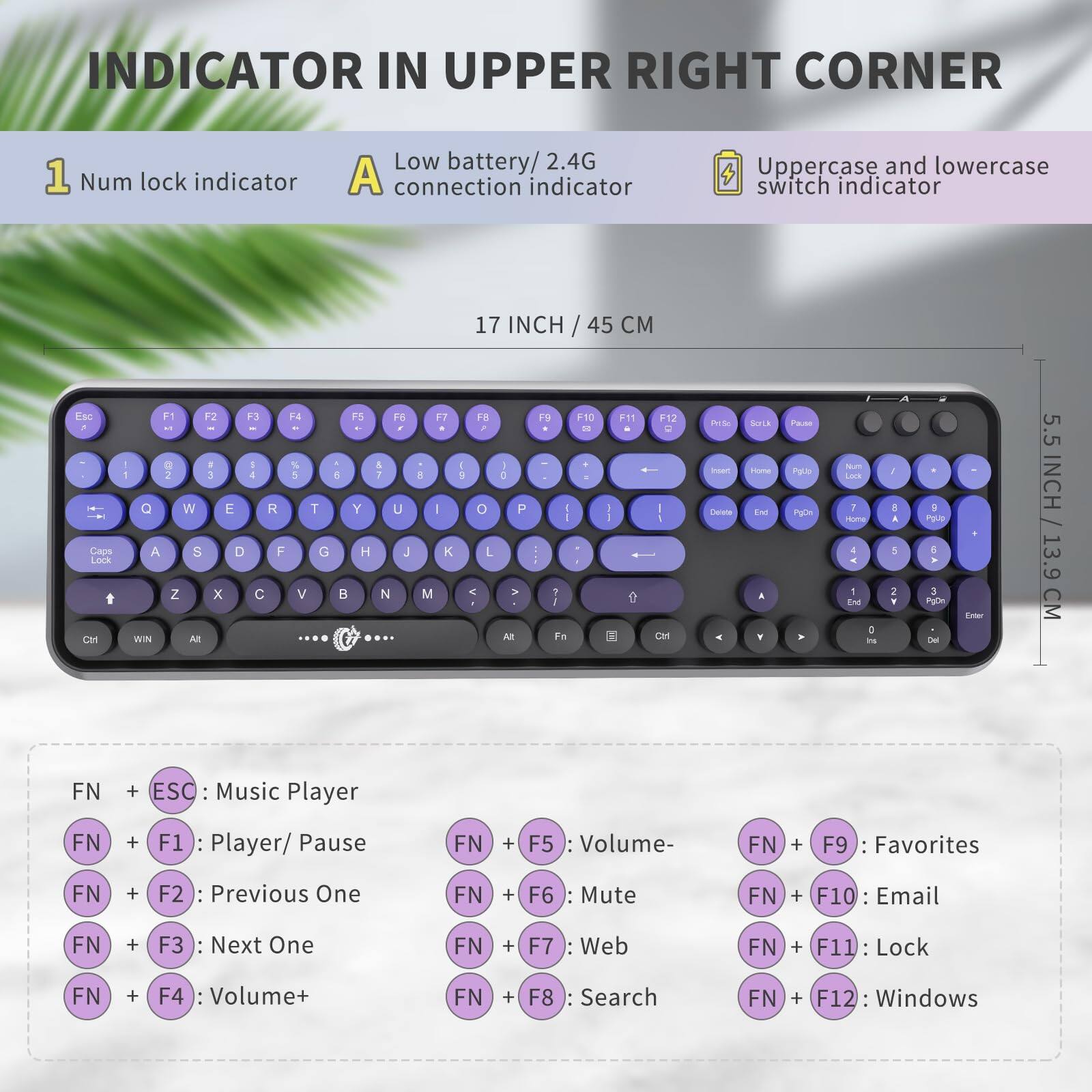 Empire DigiLabs Puple And Mouse Wireless Full Size Plug Play Cute Retro ...
