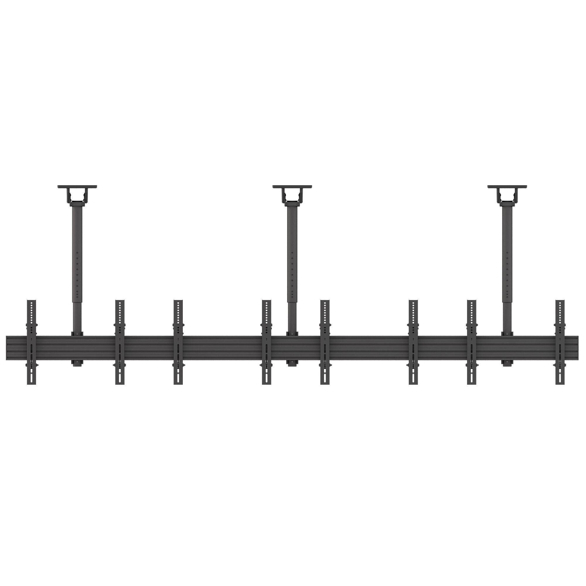 Left. Kanto - Menu Board Ceiling Mount System with Tilting Arms for 40" - 60" TVs, 4 Screens - Black.