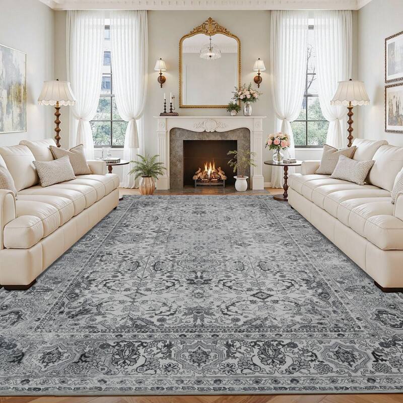 Left. RYHNUYNE - 9x12 Area Rugs Living Room Rug Washable Vintage Boho Rug No Slip Stain Resistant Soft Carpet Indoor Floor Floral Carpets - Painting.