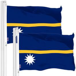 G128 - 2 Pack Nauru Flag 3x5 ft LiteWeave Pro 150D Polyester Indoor/Outdoor with Brass Grommets - Clear Vivid Bright Colors
