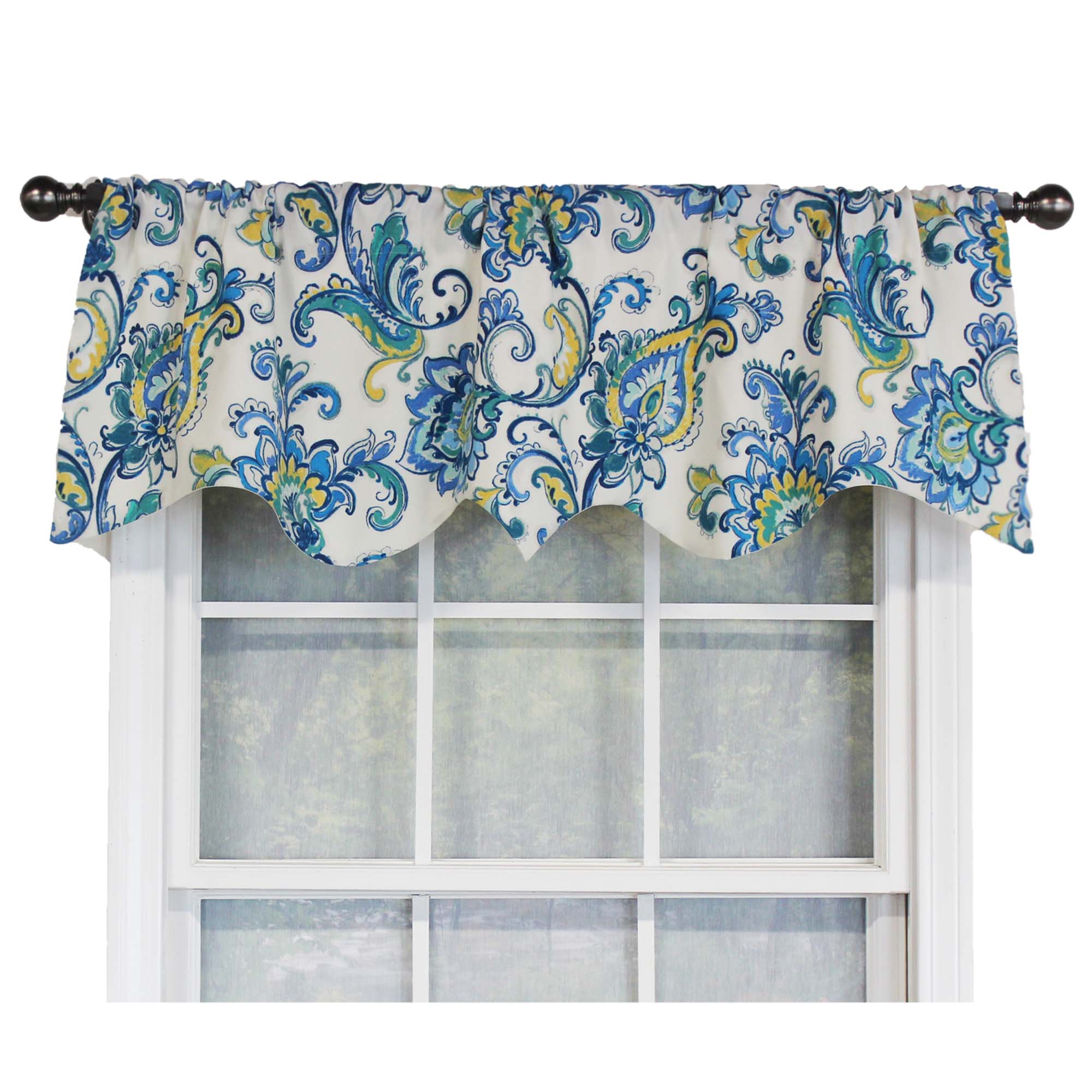 Angle. RLF Home - RLF Home Sconset Rega Style 3" Rod Pocket Valance 50" x 17" Cornflower - Cornflower.