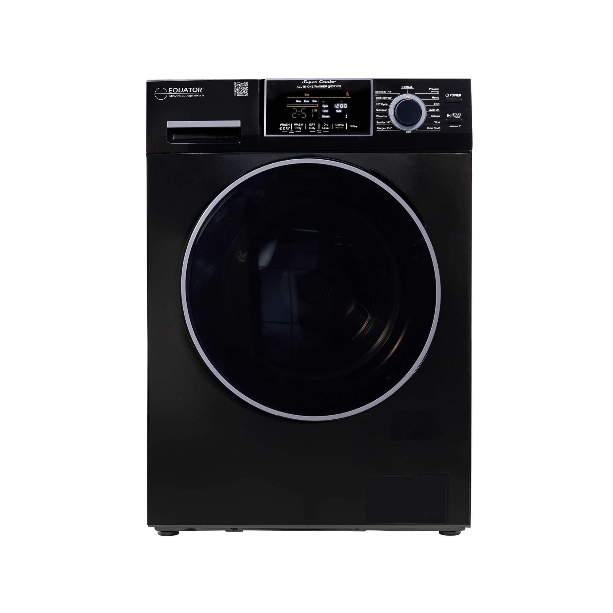 Equator - 1.62 cu ft. VENTED All-in-One Combo Washer Electric Dryer 30% FASTER than Condense - RV Ready 110V - EZ 4800 - Black