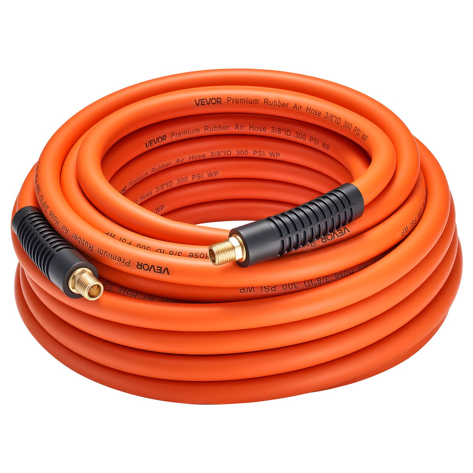 VEVOR - Air Hose, 3/8'' x 50ft Hybrid Air Hose, Lightweight, Kink Resistant, Pneumatic Hoses with 1/4 inch Solid Brass Male - Orange