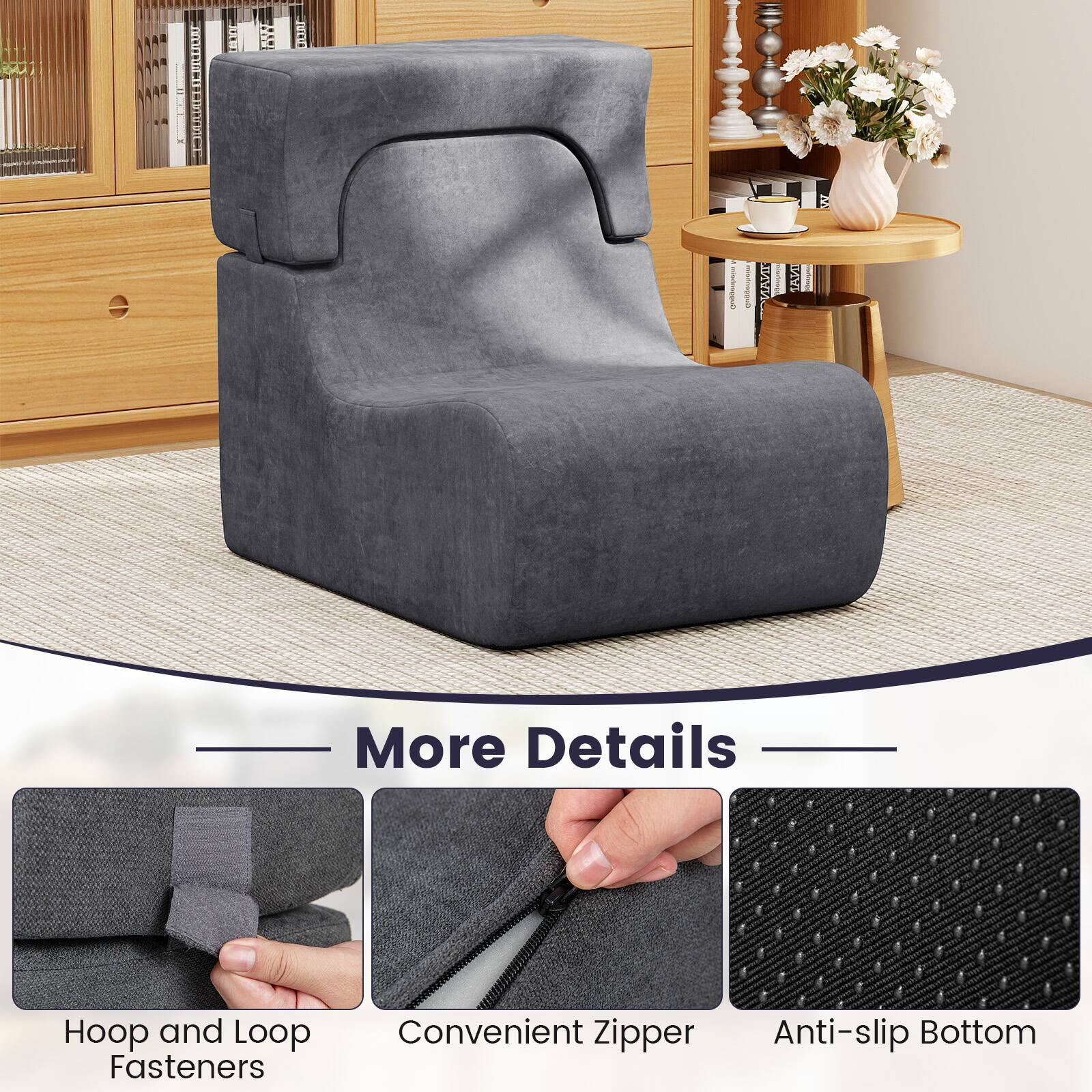 More Details

Hoop and Loop Fasteners  
Convenient Zipper  
Anti-slip Bottom