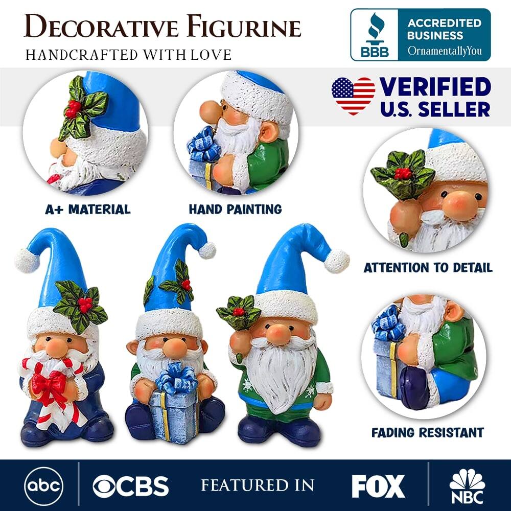 **DECORATIVE FIGURINE**  
HANDCRAFTED WITH LOVE  

- A+ MATERIAL  
- HAND PAINTING  
- ATTENTION TO DETAIL  
- FADING RESISTANT  

**ACCREDITED BUSINESS**  
OrnamentallyYou  

**VERIFIED U.S. SELLER**  

**FEATURED IN**  
abc  
CBS  
FOX  
NBC
